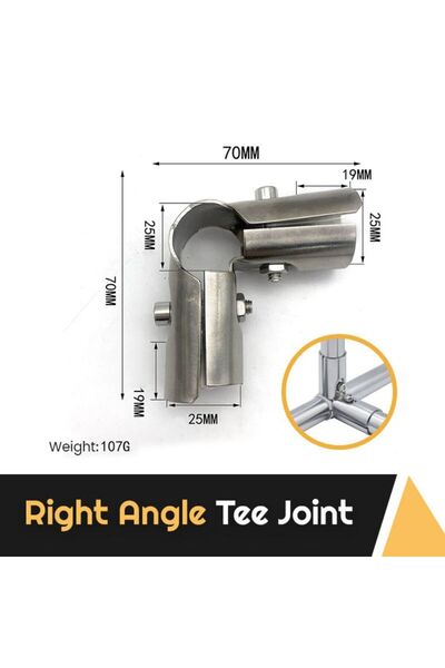 Choice Right Angle T Joint 1Pc 25mm Round Pipe Stainless Steel Tube Connector...