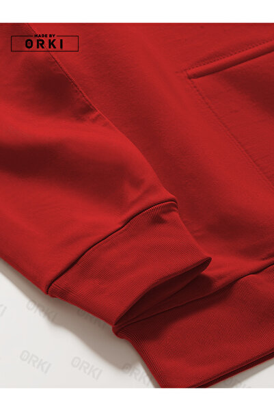 EFFRENATU Oversized Red Hooded Sweatshirt Black Pants Jogger - Comfortable and Stylish Hoodie