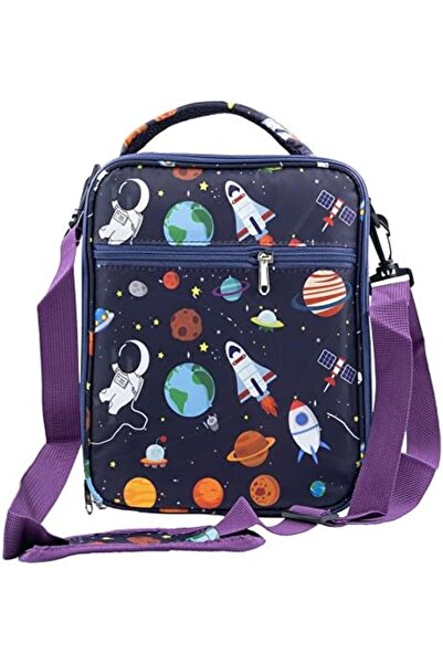 Generic Lunch Bag for Kids, Astro Space Insulated Blue Lunch Bag & Side Mesh Pocket, for Boys Girls, Child T