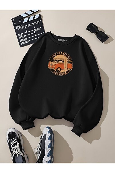 BENROMA Φούτερ με 3 νήματα, χτενισμένο βαμβάκι, με στάμπα ΣΑΝ ΦΡΑΝΣΙΣΚΟ, με λαιμόκοψη, unisex, oversize