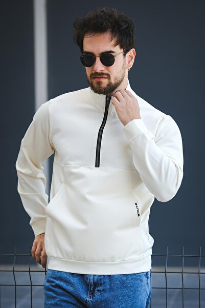 Oksit Ανδρικό φούτερ Barrac με δύο κλωστές με φερμουάρ, μισό ζιβάγκο, λεπτή εφαρμογή