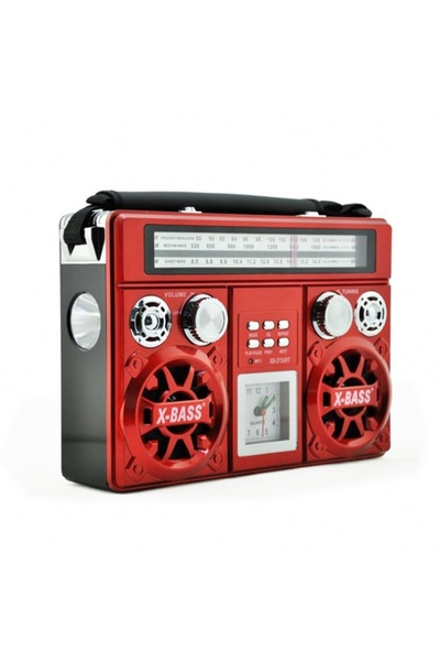 FOXMAG24 Portable radio, Bluetooth, AM/FM, USB connectivity, Retro, memory card, red