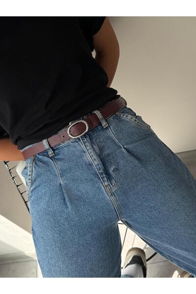 LİA KEMER Belt with Oval Silver Buckle