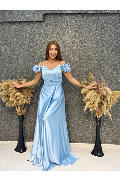 E&A Eren Abiye MADONNA YAKA DERIN YIRTMACLI SATEN