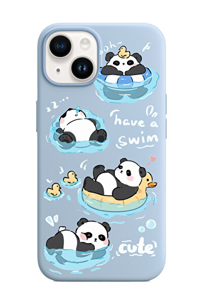 Kılıf Fabrikası iPhone 15 Uyumlu Sevimli Pandalar Desenli Kabartmalı Koruyucu...