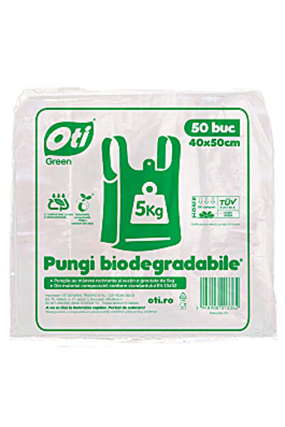 Oti Set 50 pungi biodegradabile Green, 40x50 cm, 5 kg, Alb