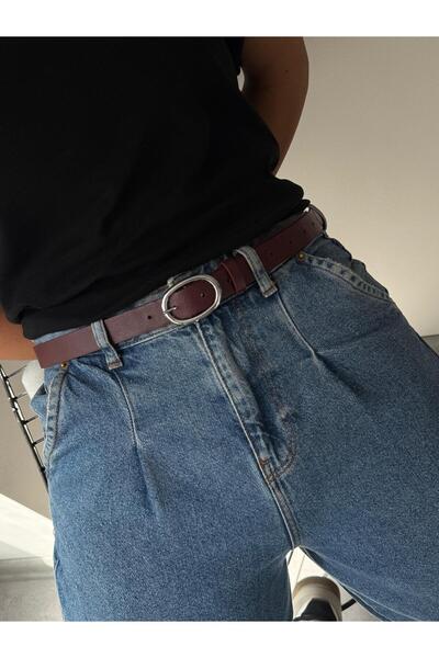 LİA KEMER Belt with Oval Silver Buckle