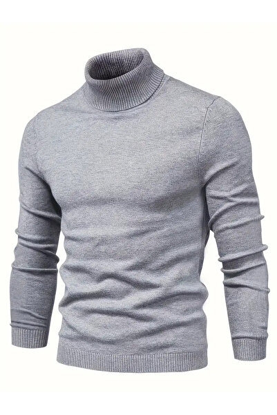 Wkm Denim Ανδρικό πλεκτό ψαράκι με ψηλό λαιμό και μακριά μανίκια