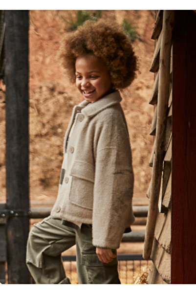 MAYORAL Beige Girl's Knitted Fur Coat 7430