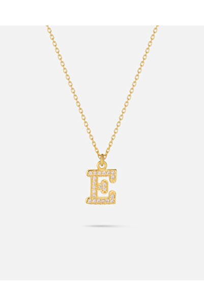 MEKS JEWELS 14 Ayar Altın Taşlı Harfli Kolye