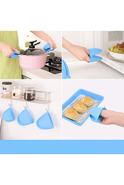 zola Set 2 manusi din silicon pentru bucatarie, rezistenta la caldura, albastru