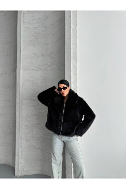 ZF BUTİK Leather-Trimmed, Lined Inside, Lolita Fabric, Zippered Fur