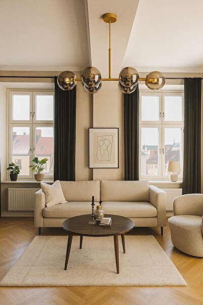 Ömür Avize Diego Modern Masaüstü Gold Kasa Kapalı Camlı Altılı Avize