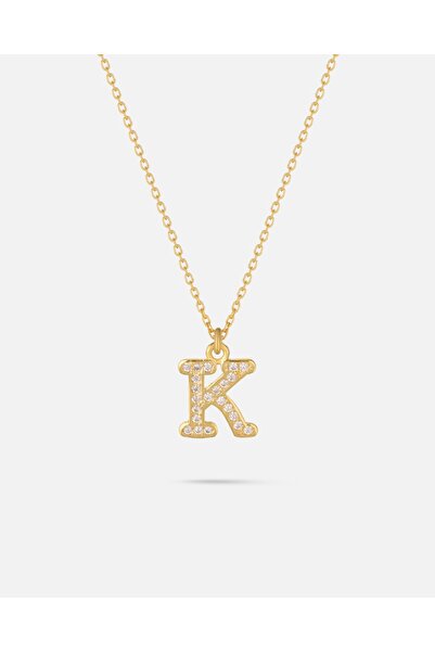 MEKS JEWELS 14 Ayar Altın Taşlı Harfli Kolye