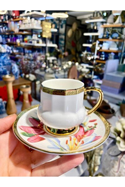 ACAR KALMIA PEMBE DESEN1 TEK KİŞİLİK TÜRK KAHVESİ FİNCANI