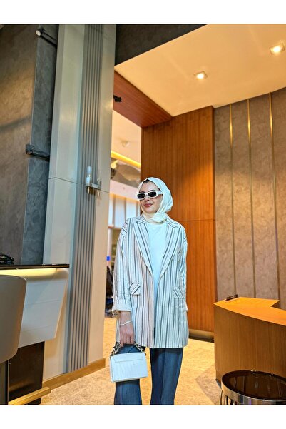 Moodbasic ÇİZGİLİ KETEN CEKET