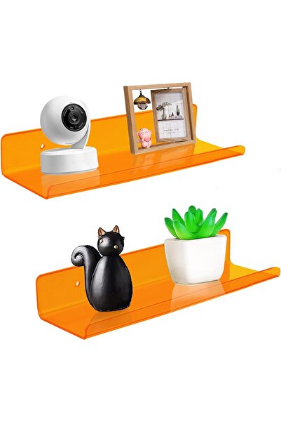 Slasa Floating Wall Shelves from SLASA, Set of 2, Orange, 12 Inch