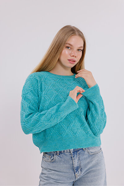 BLUSS Women's Patterned Knitwear Sweater - Round Neck Comfortable Fit with 6 Color Options