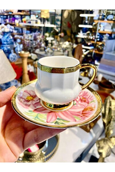 ACAR KALMIA PEMBE DESEN2 TEK KİŞİLİK TÜRK KAHVESİ FİNCANI