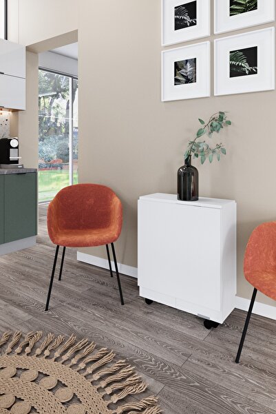 Decorfim Ultra Flamingo extendable kitchen - folding - living room table, glossy white, 140x60x75cm