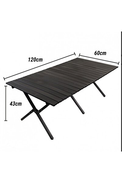 Flippy Camping Table, Aluminum, Folding, Flippy, 120x60x43 cm, Black