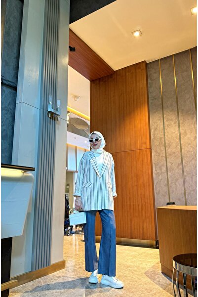 Moodbasic ÇİZGİLİ KETEN CEKET