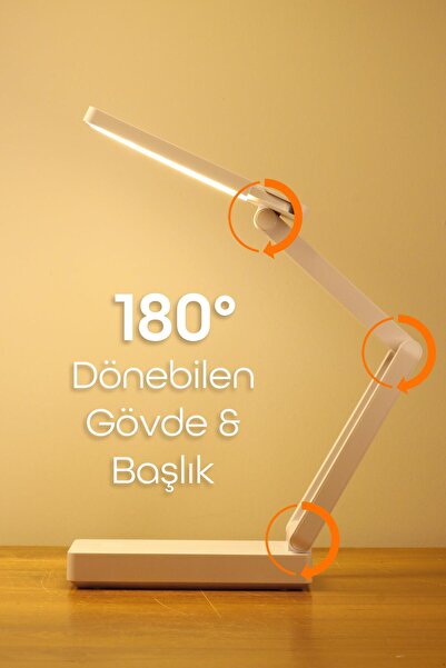 BK Commerce Katlanabilir Şarjlı Masa Lambası 40 LED 3 Renk Dokunmatik Ders Çalışma Okuma Işığı PR18