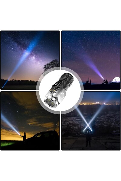 SELEXMO Flashlight with 3 Led Cores, SELEXMO, USB Charging, Autonomy 4-20h, Maximum Range 100-200 m, 5W