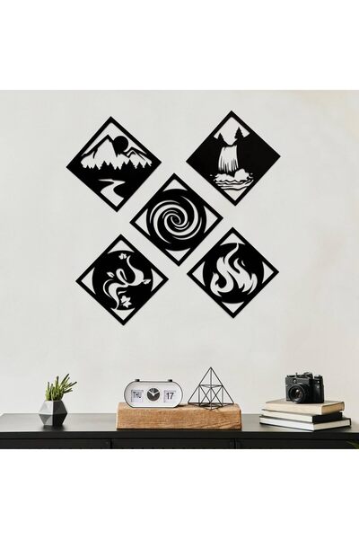 Slasa لوحة فنية جدارية من الأكريليك بخمسة عناصر - 11.5 × 11.5 بوصة، ديكور جدا...