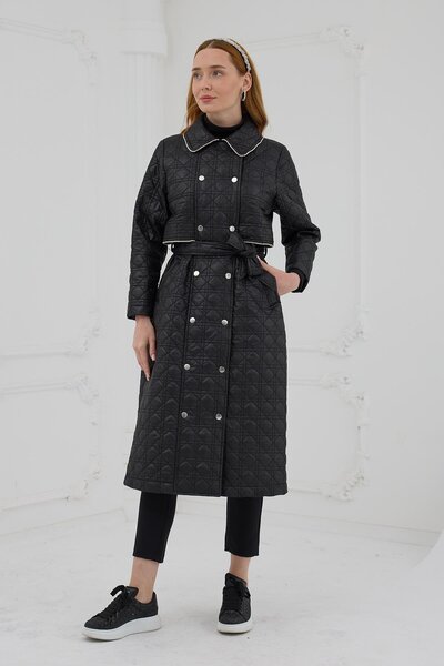 Moodbasic TAŞ ŞERİTLİ KAPİTONE UZUN KAP