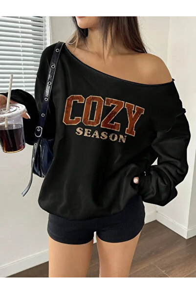 npLStore Γυναικείο άνετο φούτερ με στάμπα με λαιμόκοψη