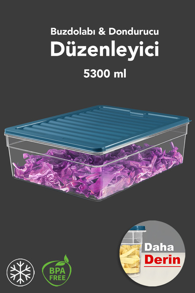 Meleni Home 1 Piece Deep Microwave Compatible Storage Container - Organizer Food Storage Container 5300 ml Blue