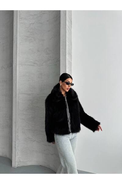 ZF BUTİK Leather-Trimmed, Lined Inside, Lolita Fabric, Zippered Fur