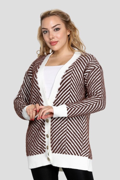 NEWCO Women's Button Detail Casual and Office Style Yumoş Oversize Knitwear Sweater Cardigan