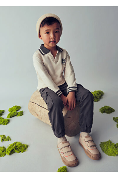 MAYORAL Erkek Çocuk Baskılı Polo Yaka Sweatshirt Bej 4120