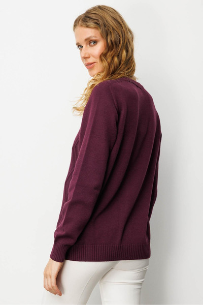 Desen Women's V-Neck Front Diamond Embroidered Cardigan