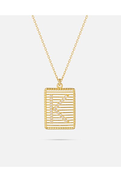 MEKS JEWELS 14 Ayar Altın Harfli Çerçeve Kolye