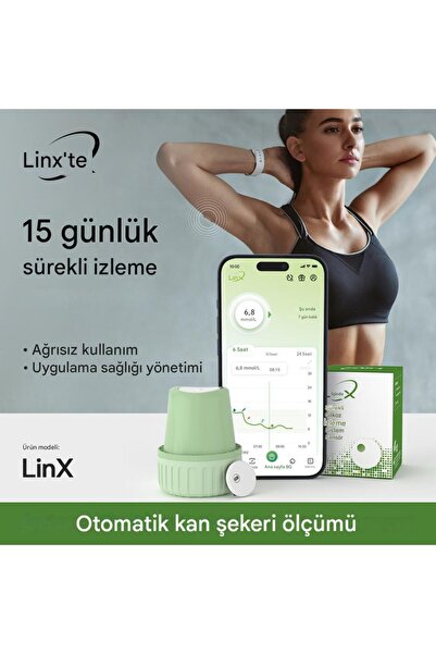 Linxdot LinX Glukoz Takip Sensörü Akıllı Telefon Yapay Zeka Destekli 15 Günlük Kullanım