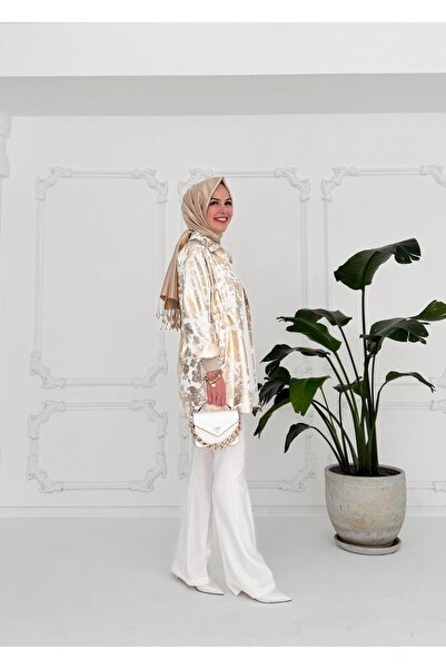 Moodbasic Yeni Kadın Gold Desen Baskılı Ceket Mb15.145