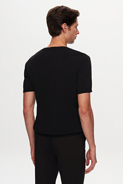 Twn Μπλουζάκι με λεπτή εφαρμογή σε μαύρο απλό πλέγμα