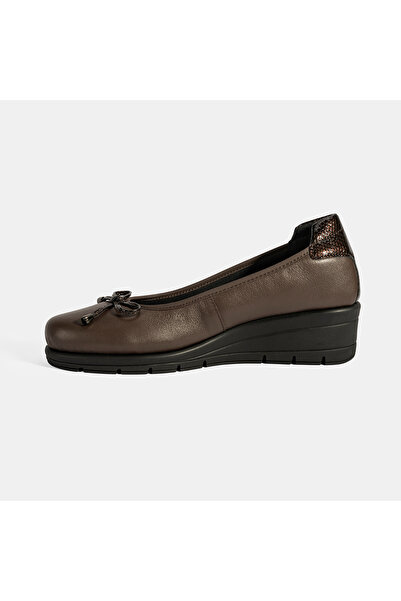 Desa Women's Brown Bow Detailed Desacomfort Leather Shoes