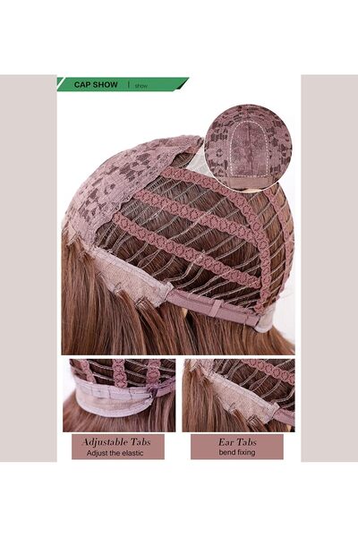 zola Synthetic hair wig, long bangs, blonde highlights, length 60-65 cm, universal size