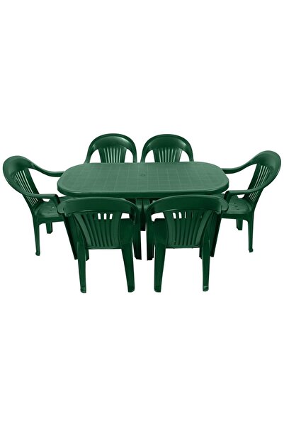 DacEnergy Set mobilier gradina , fabricat din polipropilena, masa ovala si sa...