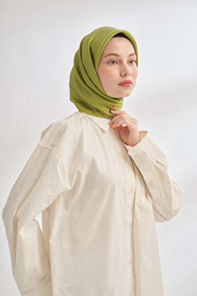ARMANDA Premium Twill Silk Scarf - Oil Green