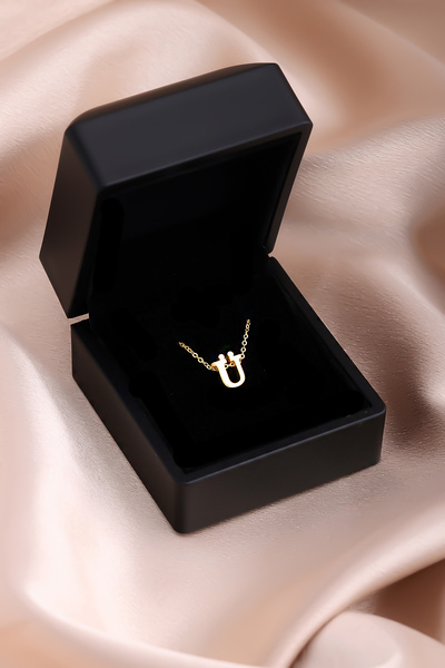 Lucente Jewellery Luxury Serisi Işıklı Hediye Kutulu 925 Ayar Altın Gümüş Kaplama Ü Harfi Üç Boyutlu Döküm Harf