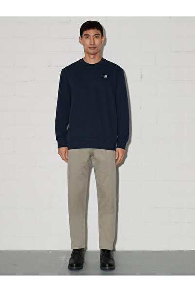 s.Oliver Bluză bărbătească mărimi mari, cu decolteu, logo, bleumarin închis