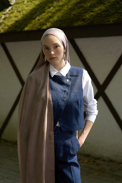 ED Scarf Welness Monogram Desen Şal - Vizon