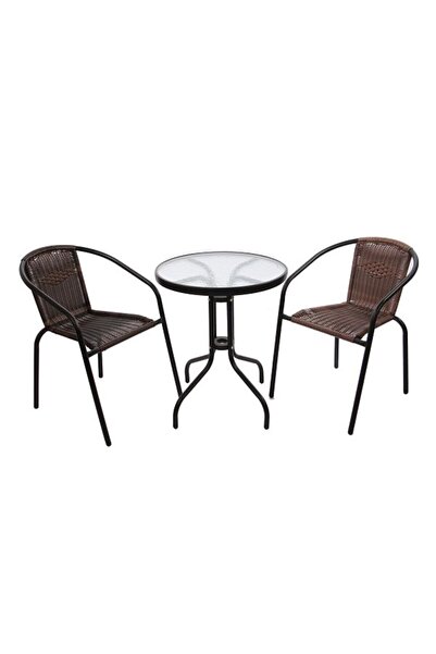 DacEnergy Set mobilier gradina , realizat din metal si ratan sintetic, masa r...