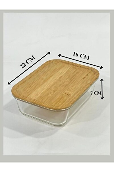 isra kristal Glass Storage Container with Bamboo Lid - with Lid, Kitchen Organizer - Heat Resistant and Leakproof