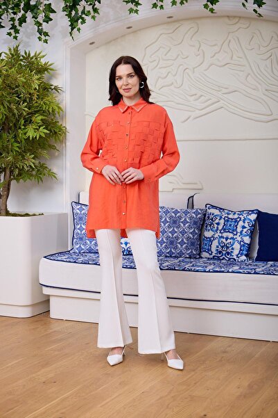 Moodbasic ŞERİT GEÇİŞLİ İPEK CUPRA GÖMLEK